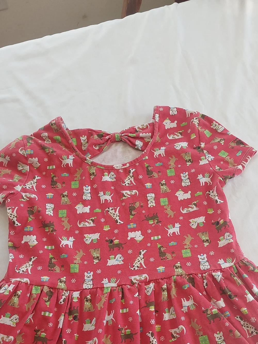 Girls Pink Dog Print Twirl Dress